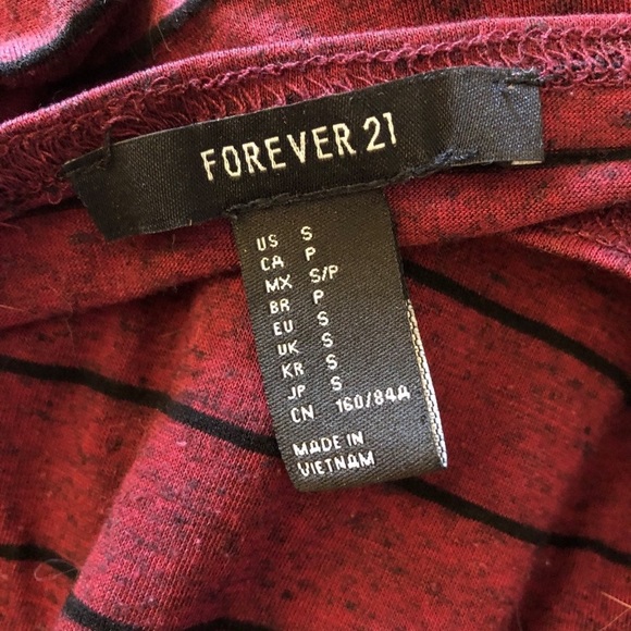 Forever 21 Maroon And Black Striped Tee - Picture 8 of 8